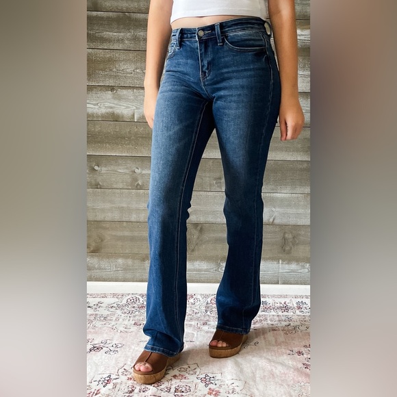 vervet denim mid rise relaxed long tall bootcut jeans revere dark wash T6136 - Picture 3 of 10